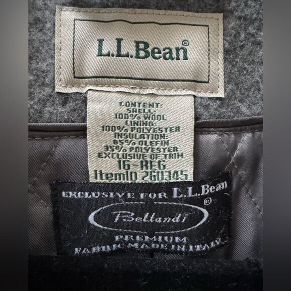 L.L. Bean 16 Classic Lambswool Peacoat, Heather Grey - Picture 3 of 6